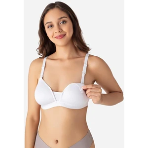 Kadın Beyaz Pamuklu Emzirme Sütyeni Balensiz, Kaplı, Göğüs Ucu Belli Etmez, Hamile & Lohusa Uyumlu