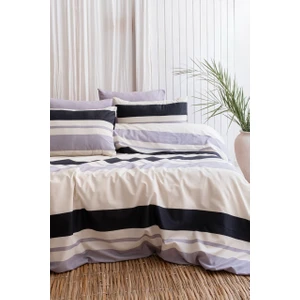 Modern Çizgili Nevresim Takımı Çift Kişilik Çarşafı Lastikli