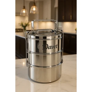 Tek Kişilik 3'lü Yemek Taşıma Kabı Paslanmaz Sefer Tası