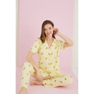 Pamuklu Pijama Takımı Limon Desenli