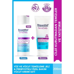 Sensidaily Günlük Vücut Bakım Kremi 200ML + Yüz ve Vücut Temizleme Jeli 200ML - Çok Kuru Atopik Ciltler