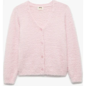 V Yaka Düğmeli Uzun Kollu Basic Hırka