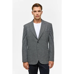 Antrasit Regular Desenli Mono Yaka 6 Drop Ceket