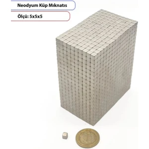 Neodyum Küp Mıknatıs – 5X5X5 mm -10LU