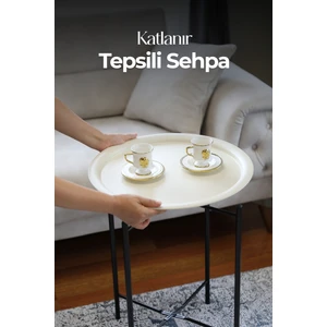He Dizayn Aksesuar Tek Tepsili Sehpa – Metal Yan Sehpa Dekoratif Servis Standı