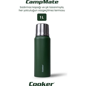 1 Litre Çift Katlı Çelik Termos-24 Saat Sıcak, 48 Saat Soğuk,(Kamp, Piknik, Ofis, Seyahat)