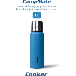 1 Litre Çift Katlı Çelik Termos-24 Saat Sıcak, 48 Saat Soğuk,(Kamp, Piknik, Ofis, Seyahat)