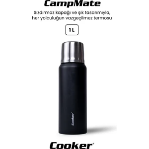 1 Litre Çift Katlı Çelik Termos-24 Saat Sıcak, 48 Saat Soğuk,(Kamp, Piknik, Ofis, Seyahat)