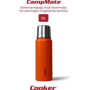 1 Litre Çift Katlı Çelik Termos-24 Saat Sıcak, 48 Saat Soğuk,(Kamp, Piknik, Ofis, Seyahat)