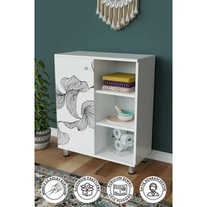 Hediyeler Kapında 3 Raflı Tek Kapak Twisted Lines  Çok Amaçlı Dolabı Mutfak Kiler Banyo Balkon Erzak Dolabı
