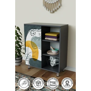 Hediyeler Kapında 3 Raflı Tek Kapak Minimal Shape Çok Amaçlı Dolabı Mutfak Kiler Banyo Balkon Erzak Dolabı