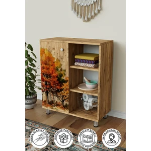 Hediyeler Kapında 3 Raflı Tek Kapak Autumn Vibe  Çok Amaçlı Dolabı Mutfak Kiler Banyo Balkon Erzak Dolabı