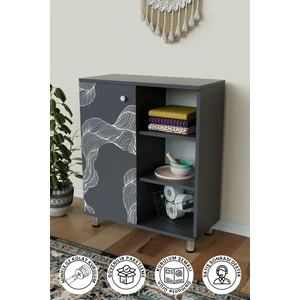 Hediyeler Kapında 3 Raflı Tek Kapak Twisted Lines  Çok Amaçlı Dolabı Mutfak Kiler Banyo Balkon Erzak Dolabı