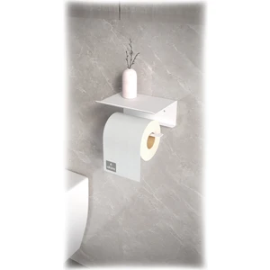 alfams by fmsa Metal Modern Raflı Tuvalet Kağıtlık – Telefon ve Aksesuar Askılı Wc Peçete Tutucu Beyaz