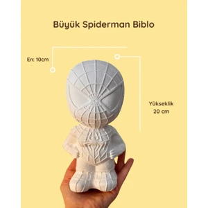 Büyük Spiderman Biblo – 20 cm Boyanabilir Güçlendirilmiş Beton Seramik Obje | Workshop ve Hobi Boyama Için Uygun