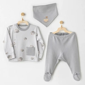 AC26103 Hello Autumn 3`lü Zıbın Takım Gri