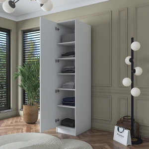 BA138 Gardırop Tek Kapaklı Çok Raflı Seyyar Raflı Elbise Dolabı Beyaz