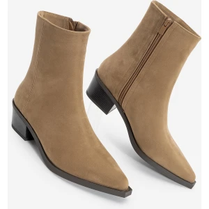 Kadın Sivri Burun Kovboy Kalın Topuk Western Bot Tahis Taba Süet