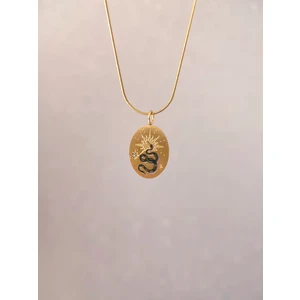 Kadın Çelik Gold Yılan Motifli Vintage Kolye