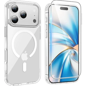 iPhone 17 Pro Magsafe Kılıf / Şeffaf Sararmaz Mika / Cam Ekran Koruyucu Seti