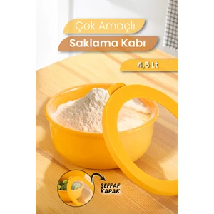 Ayza 4,5 Lt Hamur Yoğurma Kabı - Kapaklı Yuvarlak Badya Leğen - Çok Amaçlı Karıştırma Saklama Kabı