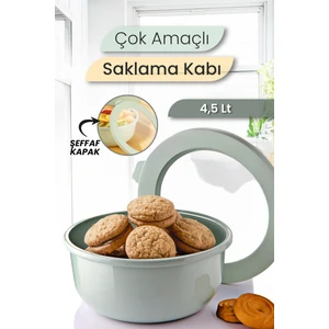 Ayza 4,5 Lt Hamur Yoğurma Kabı - Kapaklı Yuvarlak Badya Leğen - Çok Amaçlı Karıştırma Saklama Kabı