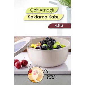 Ayza 4,5 Lt Hamur Yoğurma Kabı - Kapaklı Yuvarlak Badya Leğen - Çok Amaçlı Karıştırma Saklama Kabı