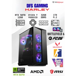 DFS Bilgisayar Dfs Gamıng Harley Ryzen 7 9800X3D-B650M-RTX 5070 12GB-32GB Ddr5 Ram-1tb M.2 Ssd-Oyuncu Bilgisayarı Sistem Tavsiyesi