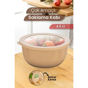 Ayza 4,5 Lt Hamur Yoğurma Kabı - Kapaklı Yuvarlak Badya Leğen - Çok Amaçlı Karıştırma Saklama Kabı