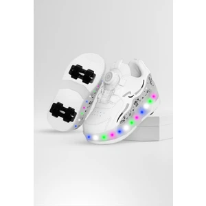 Nils Kız&Erkek Çocuk Patenli, Işıklı Rahat Beyaz Spor ve Günlük Ayakkabı&Sneaker | Yeni Model Tarz Patenli Kaykay Ayakkabı