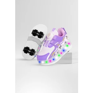 Nils Kız Çocuk Patenli, Işıklı Rahat Mor Spor, Günlük Ayakkabı&sneaker | Yeni Model Tarz Patenli Kaykay Ayakkabı
