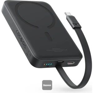 BASEUS Magsafe Mini Type-C Kablolu Wireless 30W 10.000 mAh Taşınabilir Şarj Cihazı - Siyah