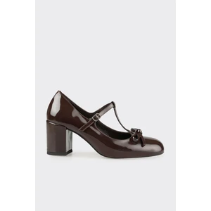 Kahve Kadın Orta Topuk Ayakkabı