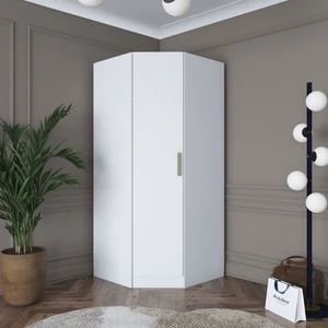 BA140 Köşe Modül Gardırop Tek Kapaklı Raflı Elbise Dolabı Tamamlayıcı Köşe Ünitesi Beyaz