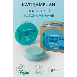 Katı Şampuan Matcha Mint, Yağlı Saçlar Için Hacim Veren ve Kepeğe Karşı Ferahlatıcı Şampuan, 50 G
