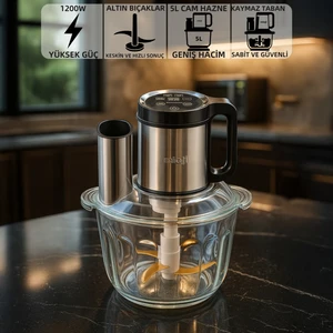 Mio MX20 1200W 5 Litre Büyük Cam Hazneli Et Kıyma Makinesi Sebze Rondo Blender Doğrayıcı
