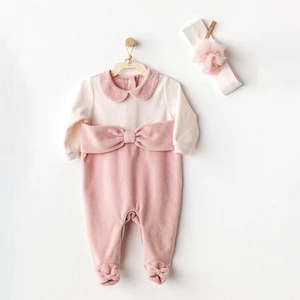 Bebek Takım Romper Band Set Velvet Pembe AC25043