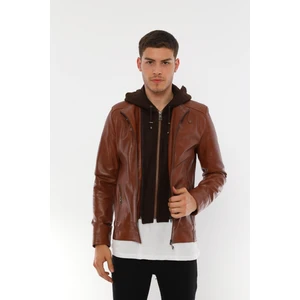 Basic & More Erkek Kapüşonlu  Deri Ceket - E88K