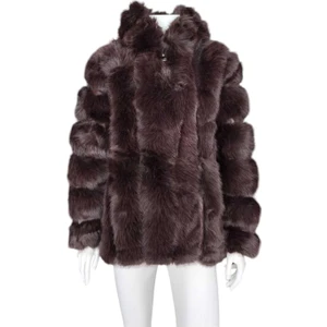 Mary & Mary Italyan Vegan Deri Detaylı Kapüşonlu Kürk