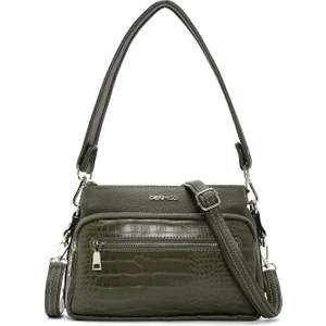 Kadın Haki Uzun Askılı Kroko Çapraz Çanta 25WBD2111E3