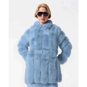 Mary & Mary Italyan Vegan Deri Detaylı Kapüşonlu Kürk