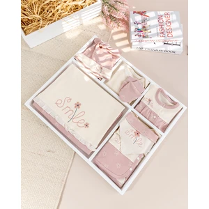 Çiçek Nakışlı Fırfırlı Pamuklu 10 Parça Kız Bebek Hastane Çıkışı Bebek Takımı