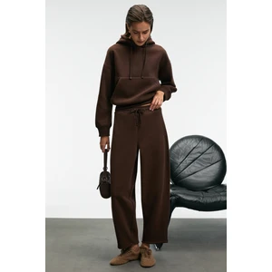 SELORIN Kadın Baggy Çift Cepli Kahverengi Eşofman Altı