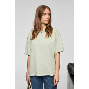 LAGERTHA Kadın %100 organik Pamuklu Kalın Dokulu Oversize Fit Yuvarlak Yakalı Mint Yeşil T-Shirt