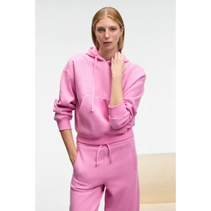SELENE Kadın Kapüşonlu Kangru Cepli Regular Fit Pembe Sweatshirt