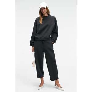 YUVESSA Kadın Oversize Kordonlu Çift Cepli Balon Antrasit Eşofman Altı