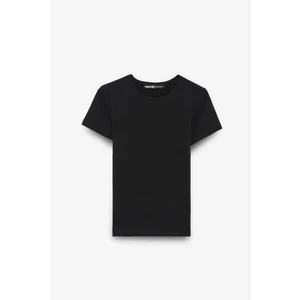 TARELIA Kadın Bisiklet Yaka Kısa Kollu Slim Siyah T-Shirt