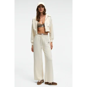 MORVELLA Kadın Nakışlı Regular Fit Ekru Eşofman Altı