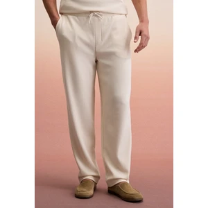 ERNO Erkek Beli Lastikli Yanları Cepli Relaxed Krem Pantolon