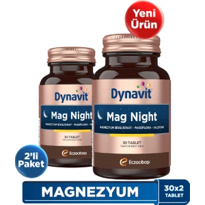 Mag Night 30 Tablet x2- Akşam / Gece Magnezyum - Magnezyum Bisglisinat, Passiflora, Valerian, B6 Vit